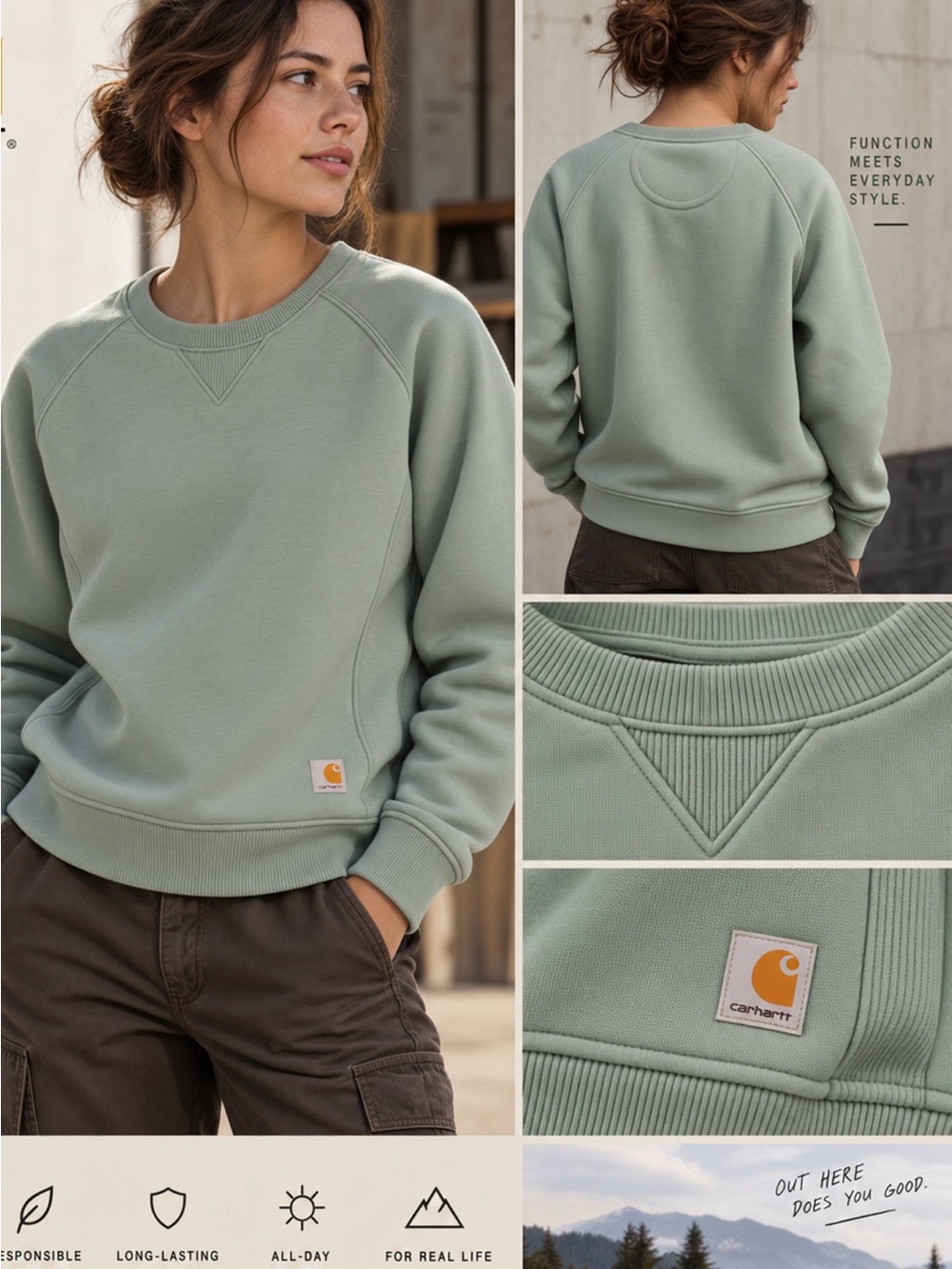 Carhartt Women's Sage Green Crewneck Sweatshirt ✨
